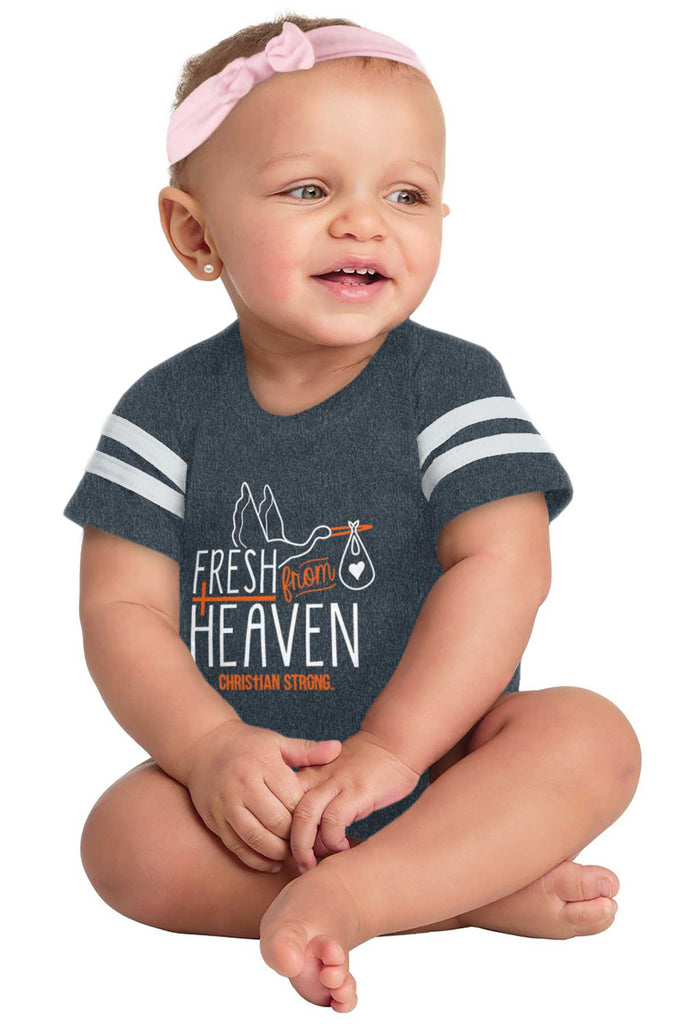 Fresh From Heaven Football Romper Bodysuit-Direct To Garment Print-Brisco Baby