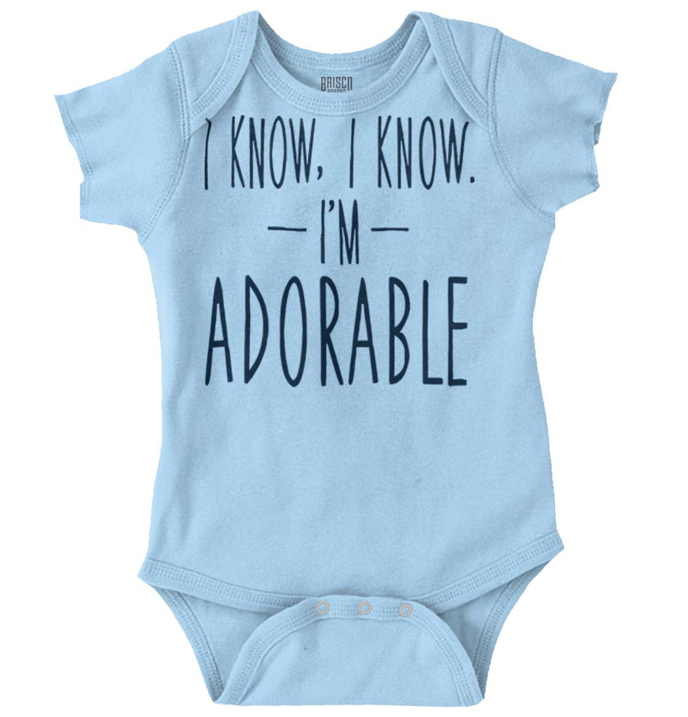 I Know I'm Adorable Romper Bodysuit-Direct To Garment Print-Brisco Baby