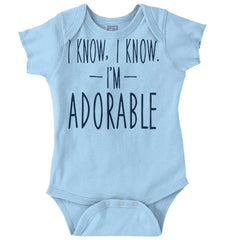 I Know I'm Adorable Romper Bodysuit-Direct To Garment Print-Brisco Baby