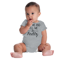 Tell Me I'm Pretty Romper Bodysuit-Direct To Garment Print-Brisco Baby
