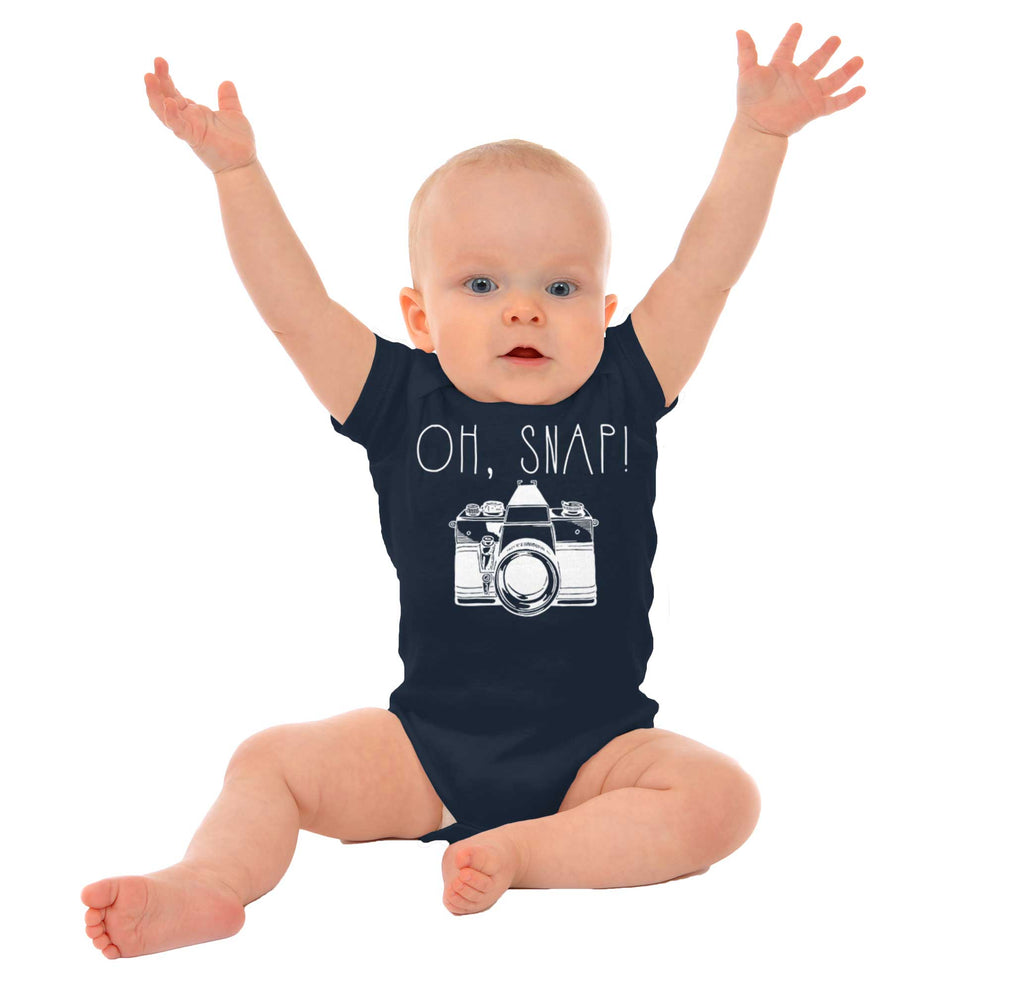 Oh Snap Camera Romper Bodysuit-Direct To Garment Print-Brisco Baby