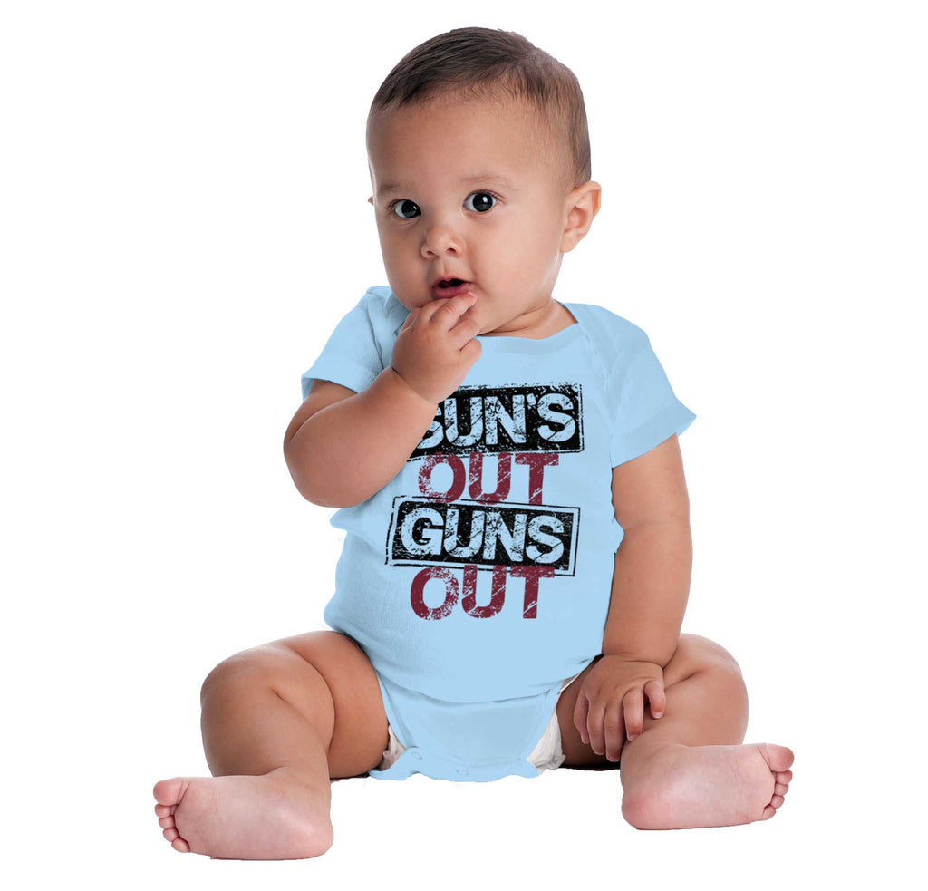 Guns Out Romper Bodysuit-Direct To Garment Print-Brisco Baby