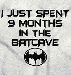 9 Months in Batcave Infant Toddler T Shirt-Direct To Garment Print-Brisco Baby