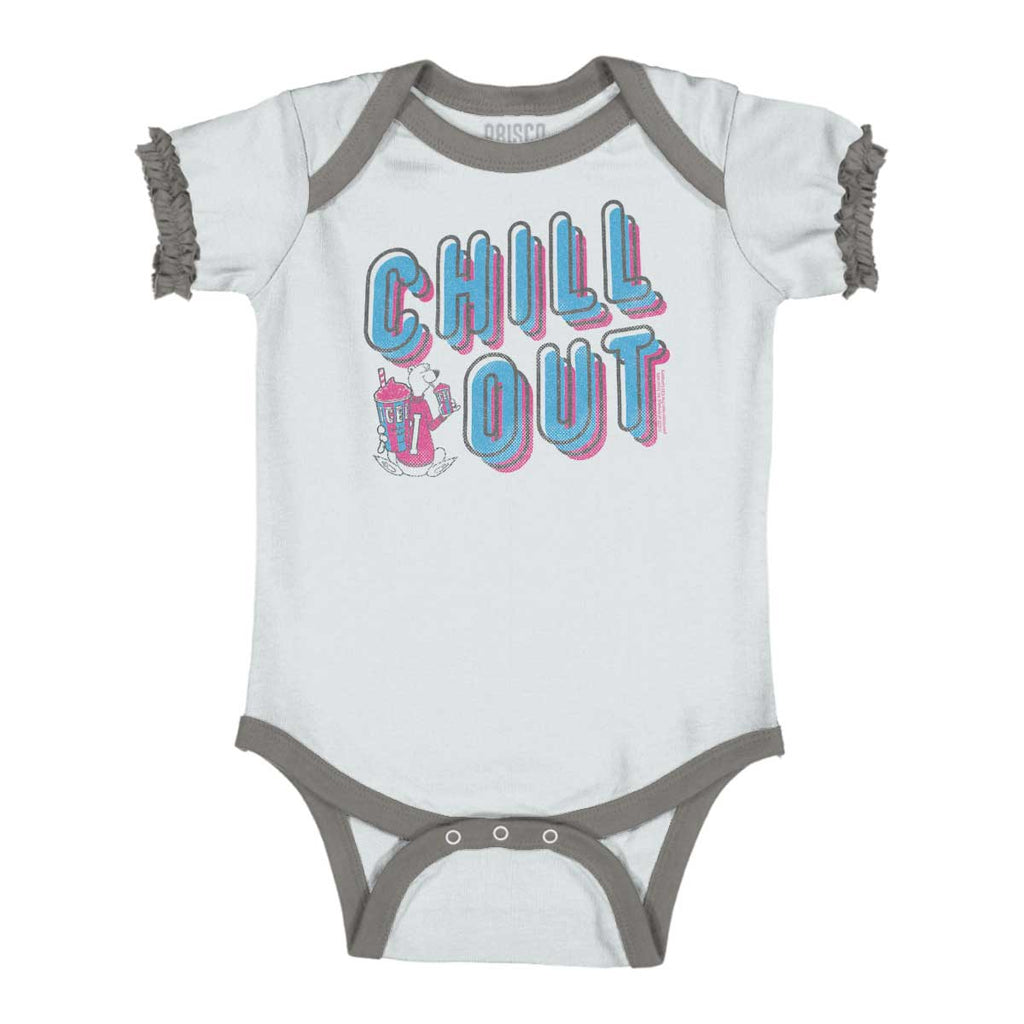 Retro Chill Baby Ruffled Trim Romper-Direct To Garment Print-Brisco Baby