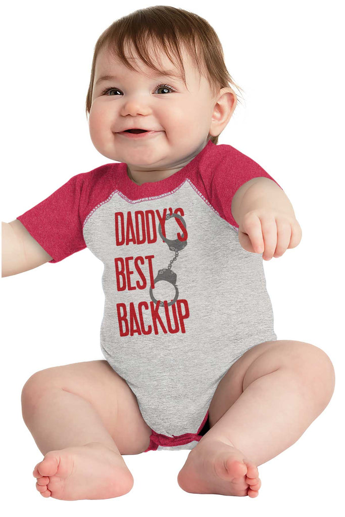 Daddy's Best Backup Raglan Romper Bodysuit-Direct To Garment Print-Brisco Baby