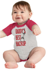 Daddy's Best Backup Raglan Romper Bodysuit-Direct To Garment Print-Brisco Baby