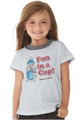 Fun In A Cup Toddler Ruffled Trim T-Shirt-Direct To Garment Print-Brisco Baby