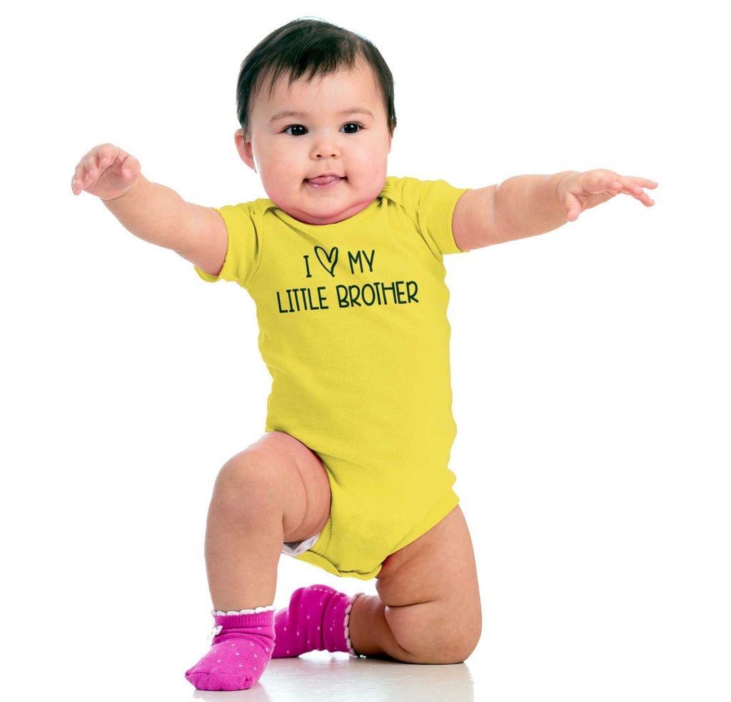 I Love My Little Brother Romper Bodysuit-Direct To Garment Print-Brisco Baby