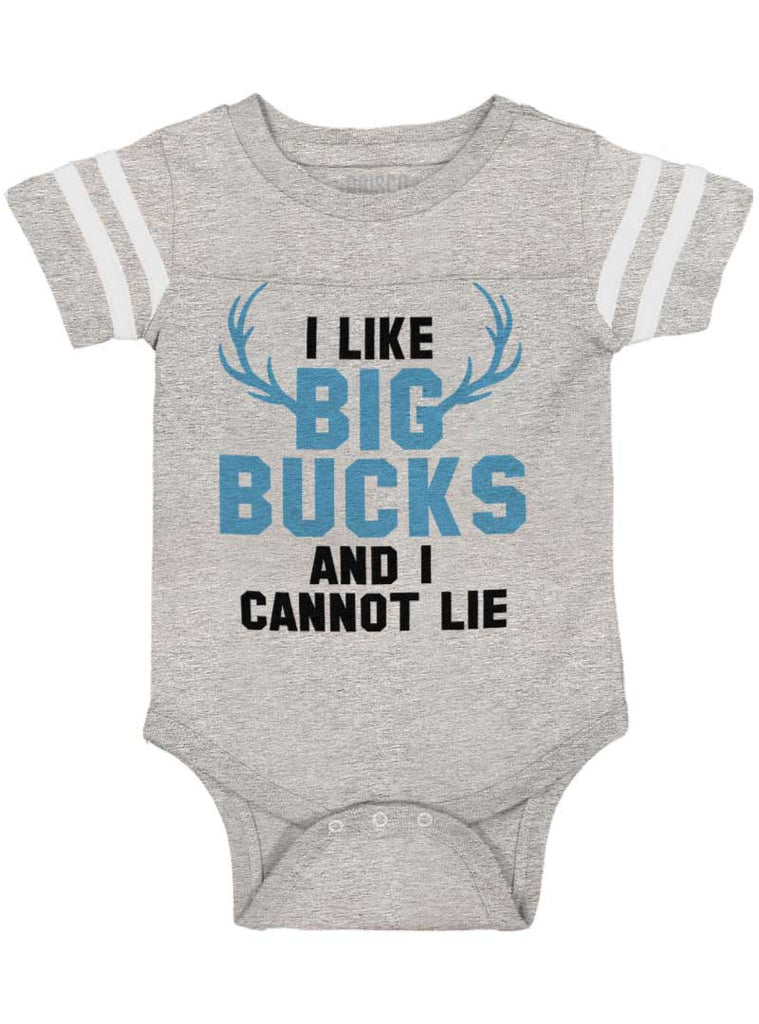 I Like Big Bucks Football Romper Bodysuit-Direct To Garment Print-Brisco Baby