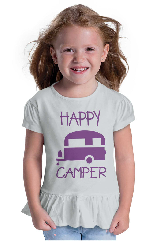 Happy Camper Toddler Ruffle Bottom Tee-Direct To Garment Print-Brisco Baby