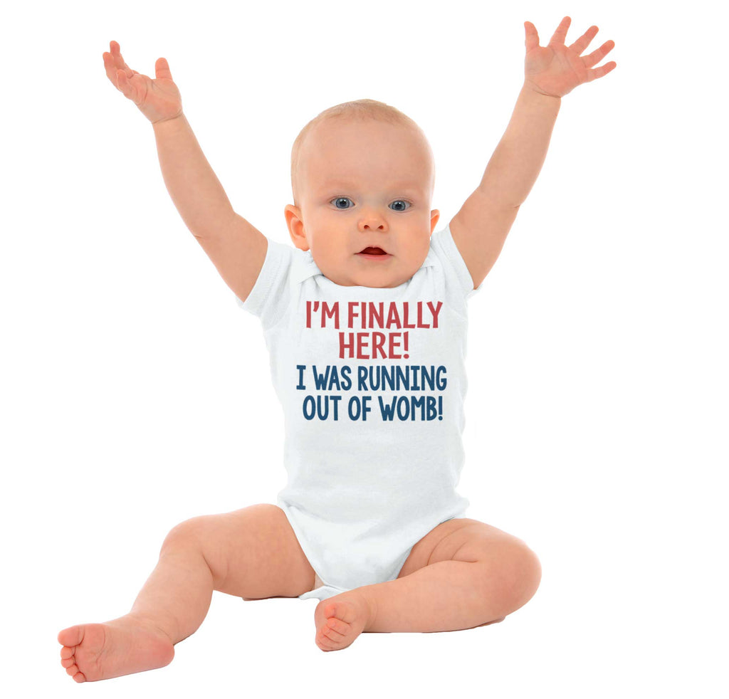 Running Out of Womb Romper Bodysuit-Direct To Garment Print-Brisco Baby