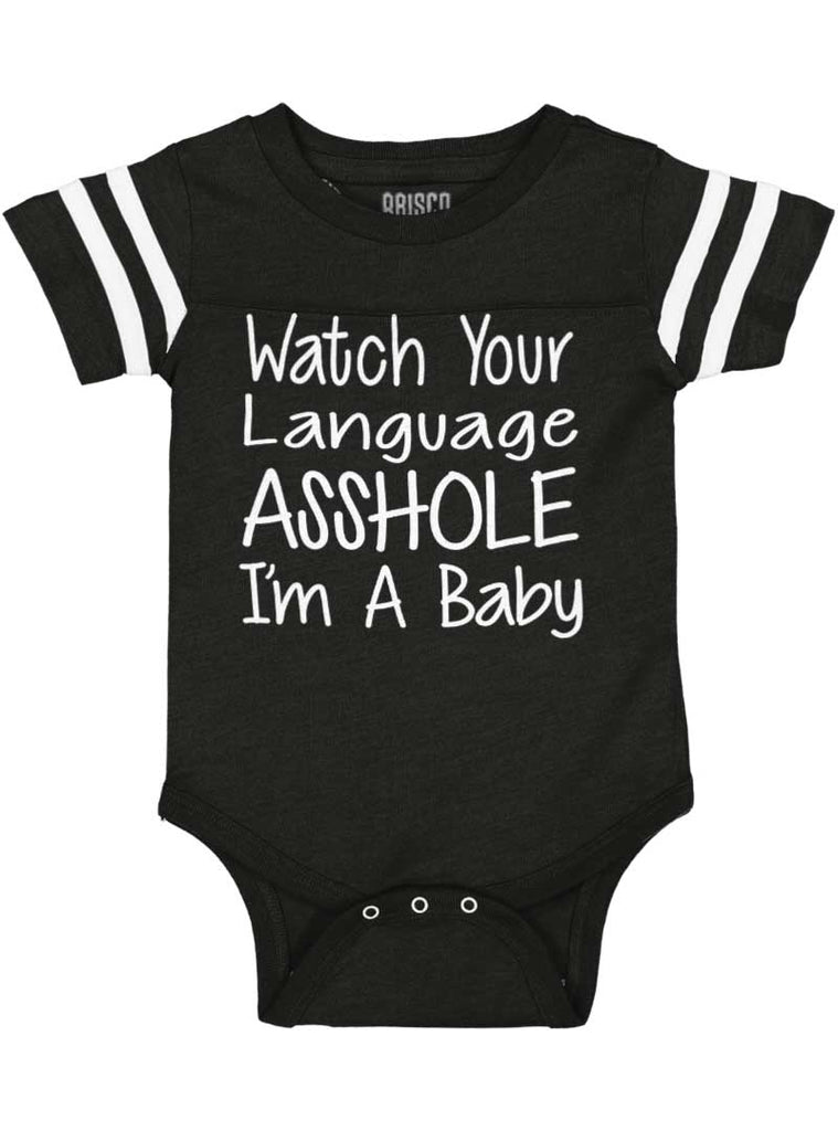 Watch The Language Football Romper Bodysuit-Direct To Garment Print-Brisco Baby
