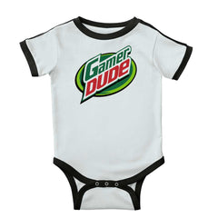 Gamer Dude Video Gaming Geek Ringer Romper Bodysuit-Direct To Garment Print-Brisco Baby