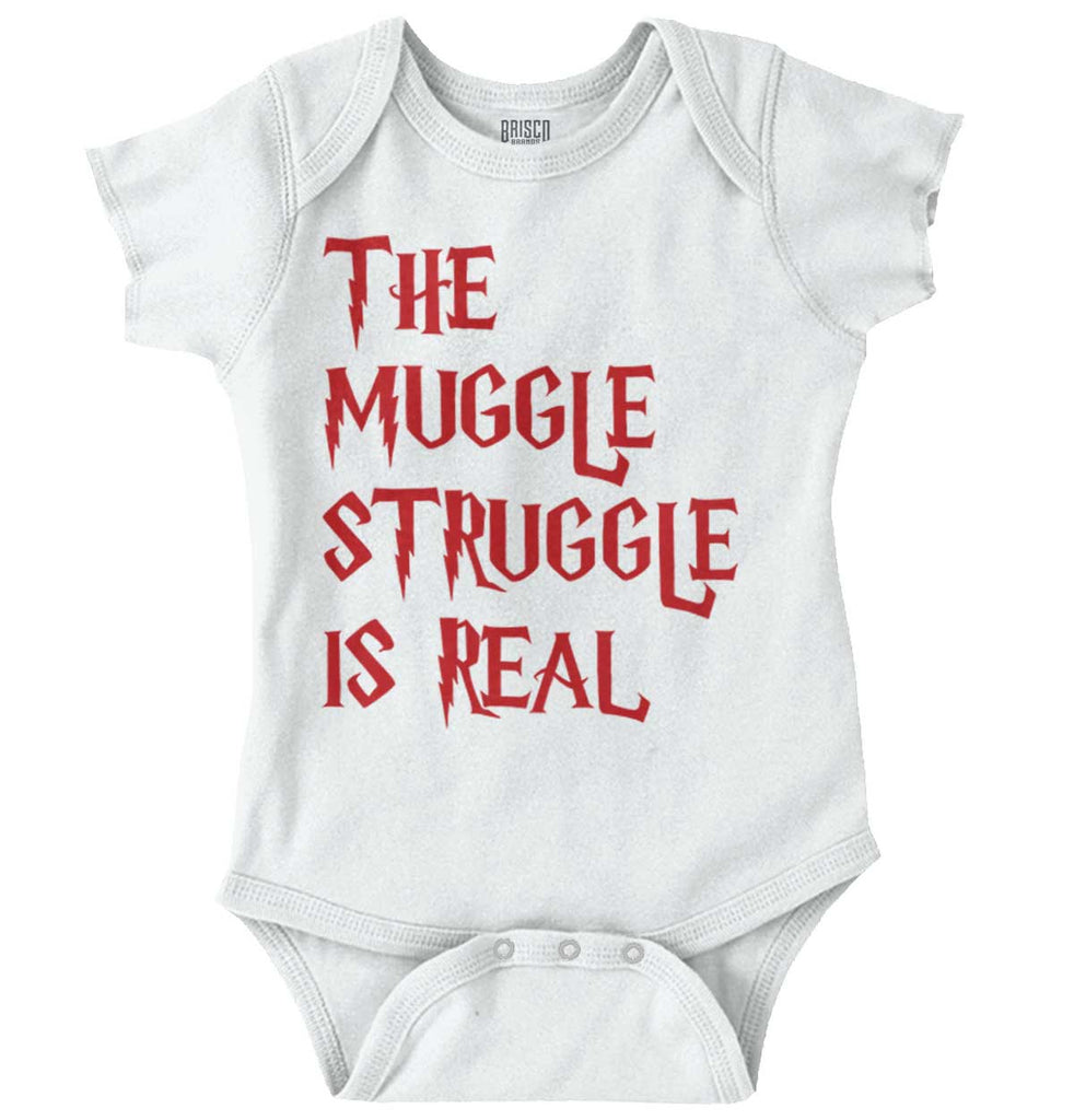 Muggle Struggle Is Real Romper Bodysuit-Direct To Garment Print-Brisco Baby