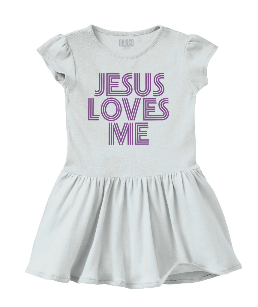 Christ Loves Me Solid Baby Infant Dress-Direct To Garment Print-Brisco Baby