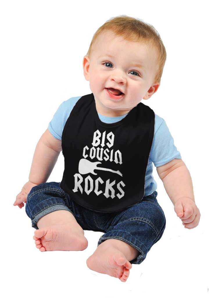 Big Cousin Rocks Infant Baby Bib-Direct To Garment Print-Brisco Baby