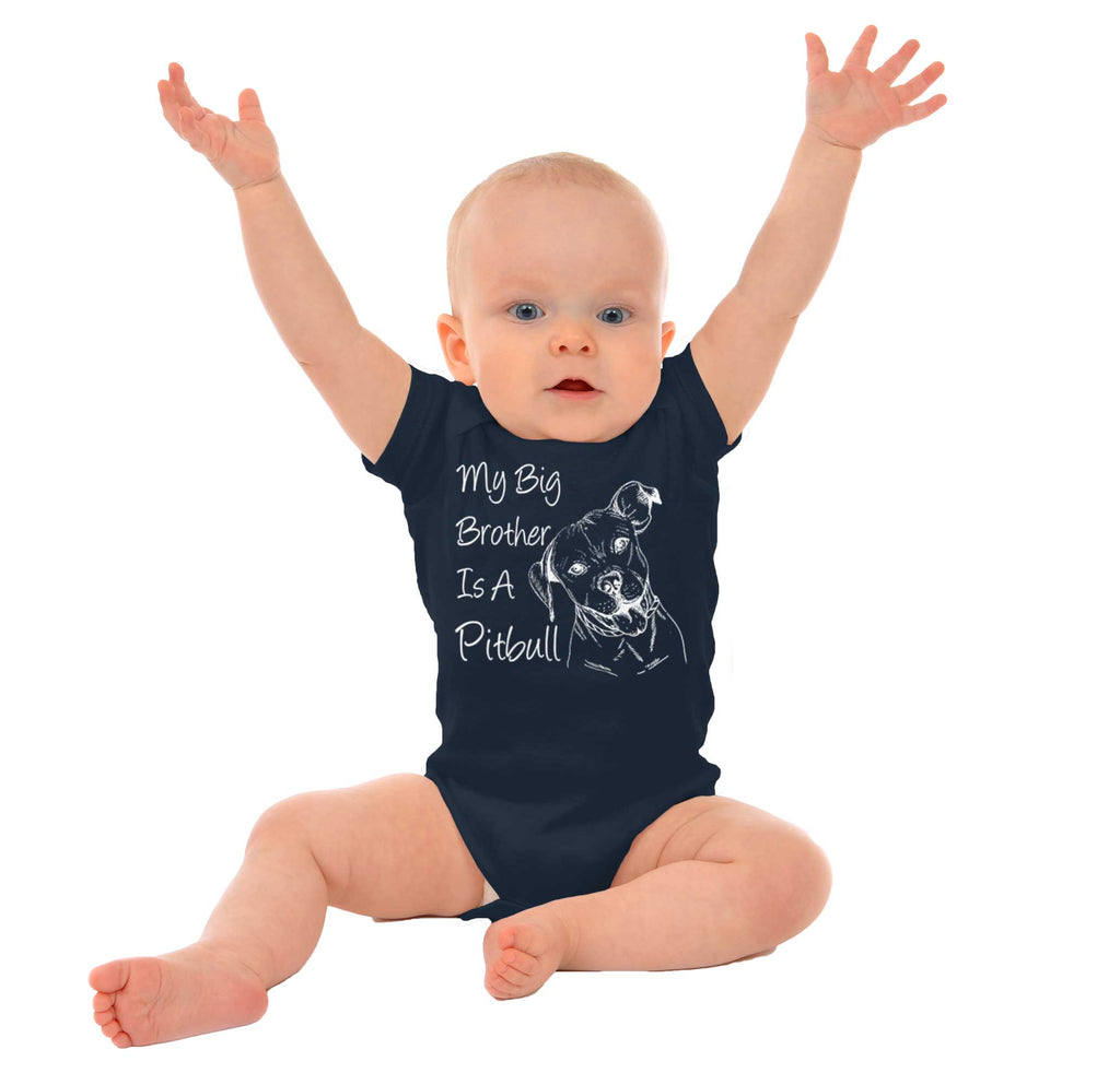 Brother is a Pitbull Romper Bodysuit-Direct To Garment Print-Brisco Baby