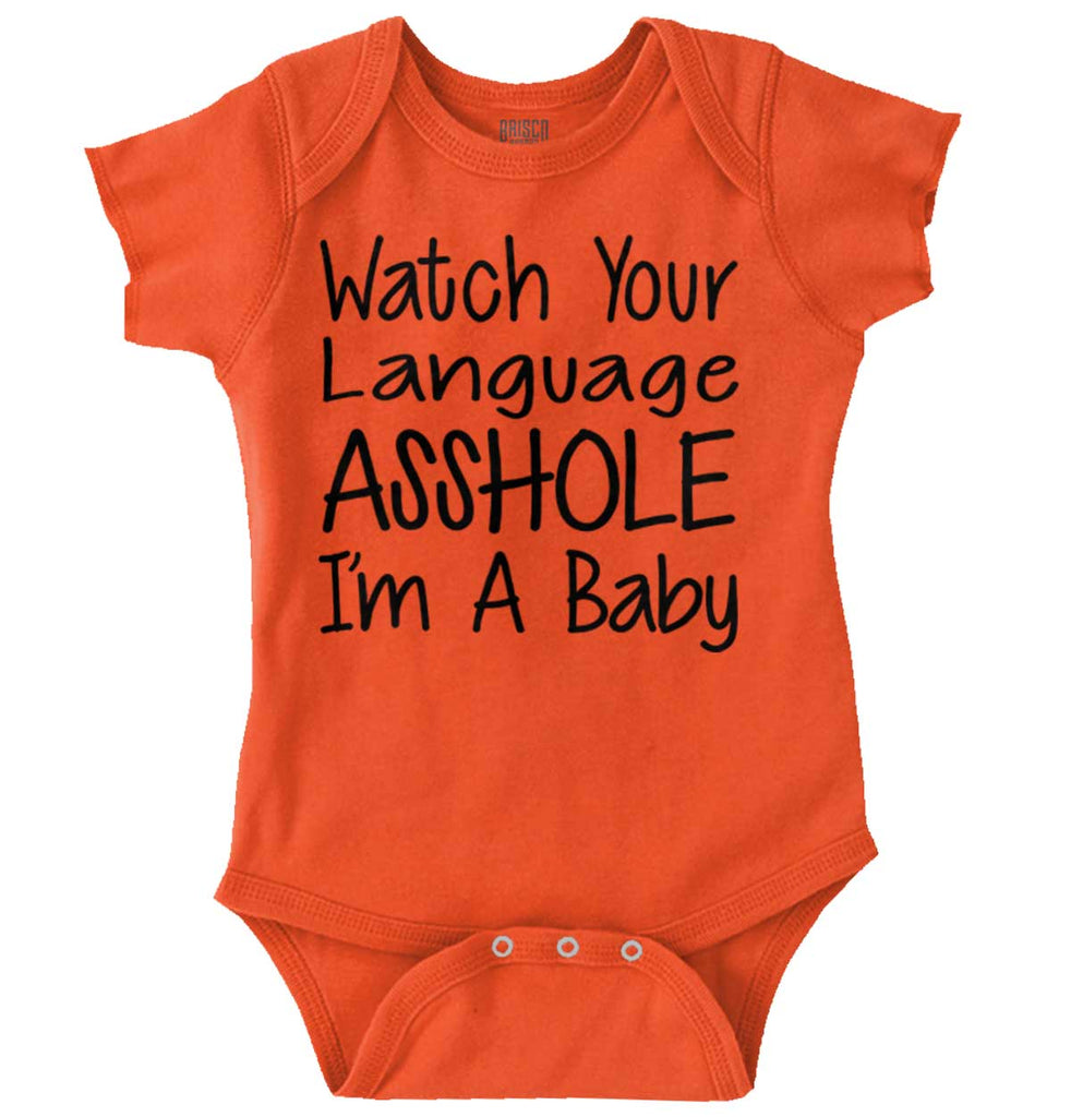 Watch The Language Romper Bodysuit-Direct To Garment Print-Brisco Baby