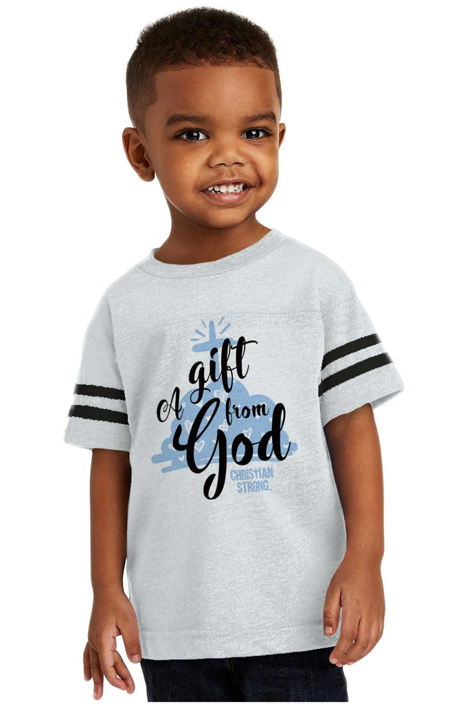Gift From God Toddler Football Jersey Tee-Direct To Garment Print-Brisco Baby