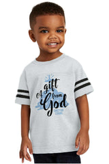 Gift From God Toddler Football Jersey Tee-Direct To Garment Print-Brisco Baby