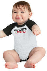 Sports Legend Professional Gamer Raglan Romper Bodysuit-Direct To Garment Print-Brisco Baby