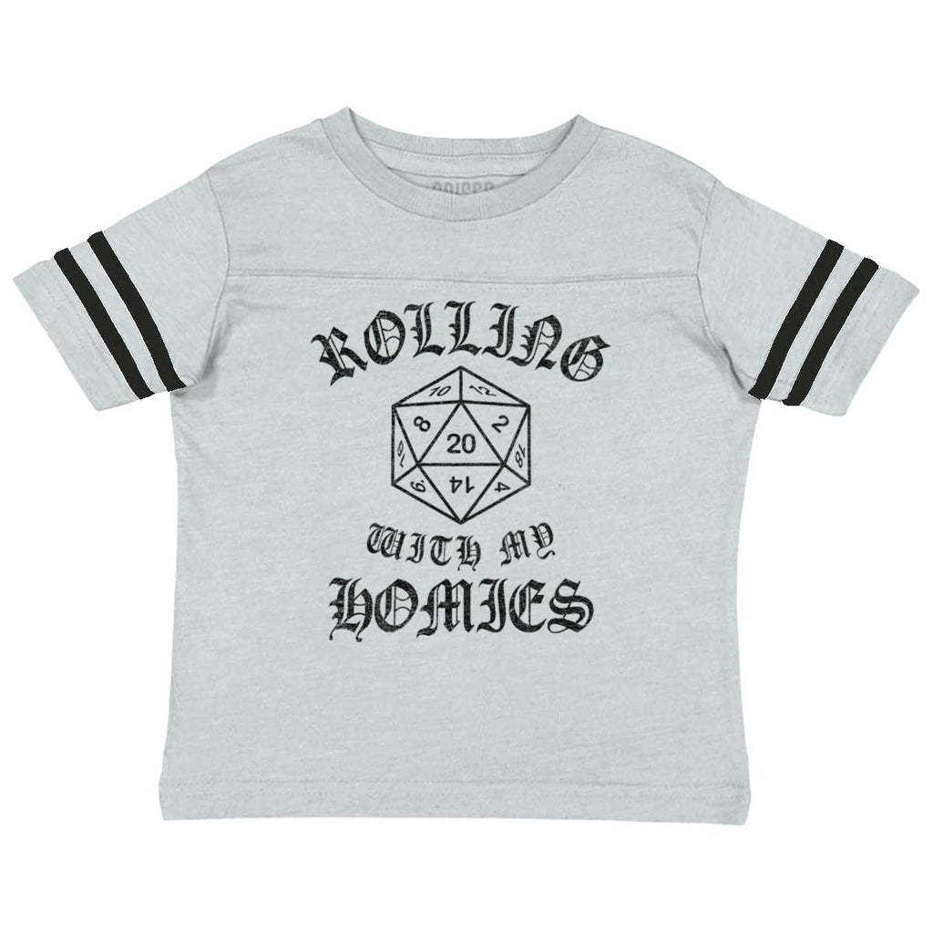 Rolling With My Homies Dungeons Toddler Football Jersey Tee-Direct To Garment Print-Brisco Baby