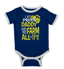 Farm All The Time Ringer Romper Bodysuit-Direct To Garment Print-Brisco Baby