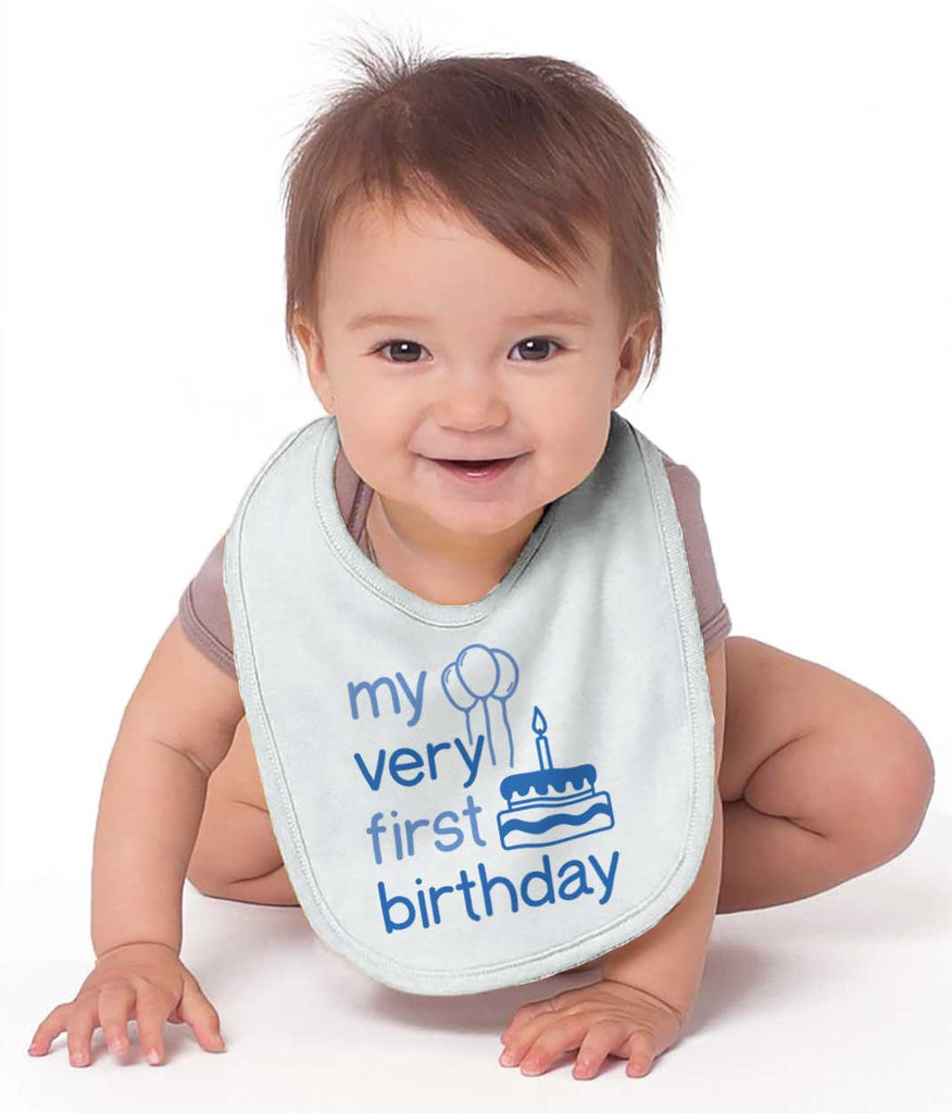Very First Birthday Infant Baby Bib-Direct To Garment Print-Brisco Baby