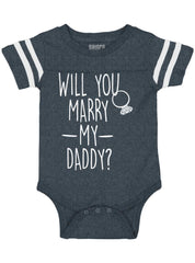 Marry My Daddy Football Romper Bodysuit-Direct To Garment Print-Brisco Baby