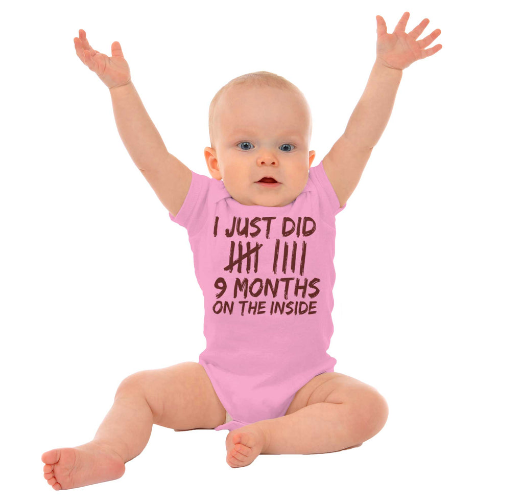 9 Months Inside Romper Bodysuit-Direct To Garment Print-Brisco Baby