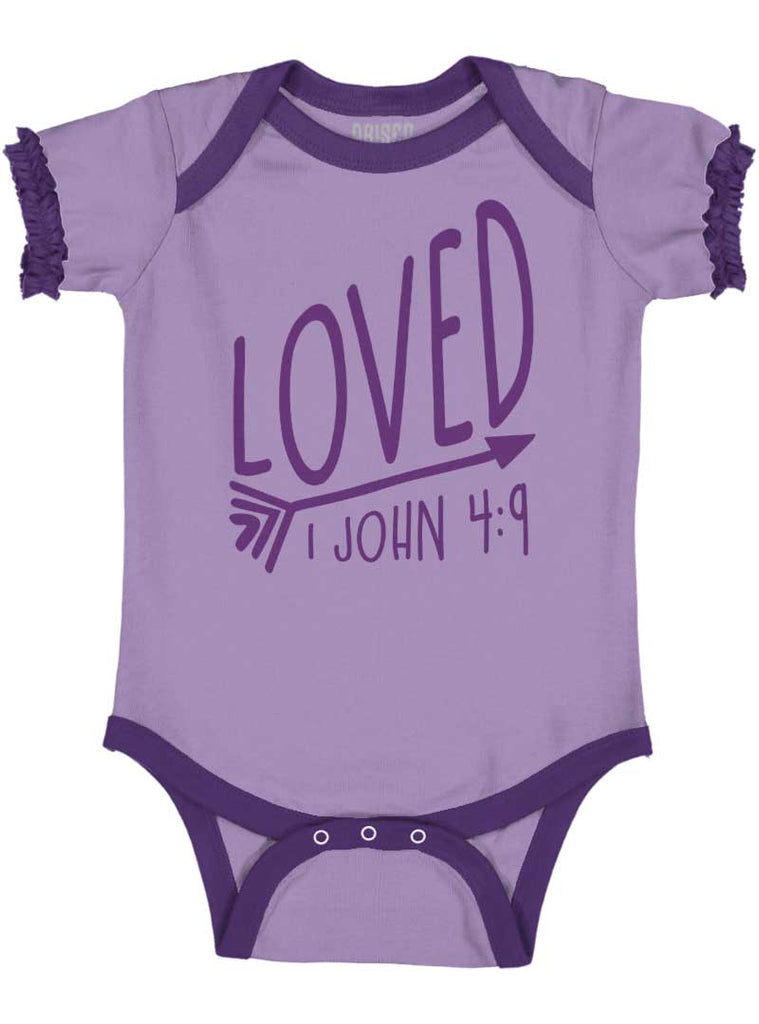 Loved Baby Ruffled Trim Romper-Direct To Garment Print-Brisco Baby