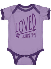 Loved Baby Ruffled Trim Romper-Direct To Garment Print-Brisco Baby