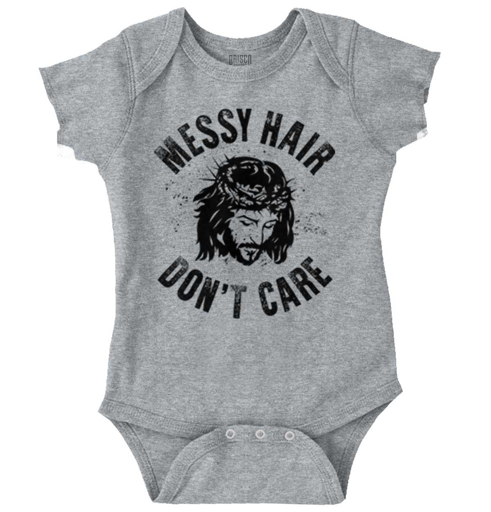 Messy Hair Jesus Romper Bodysuit-Direct To Garment Print-Brisco Baby