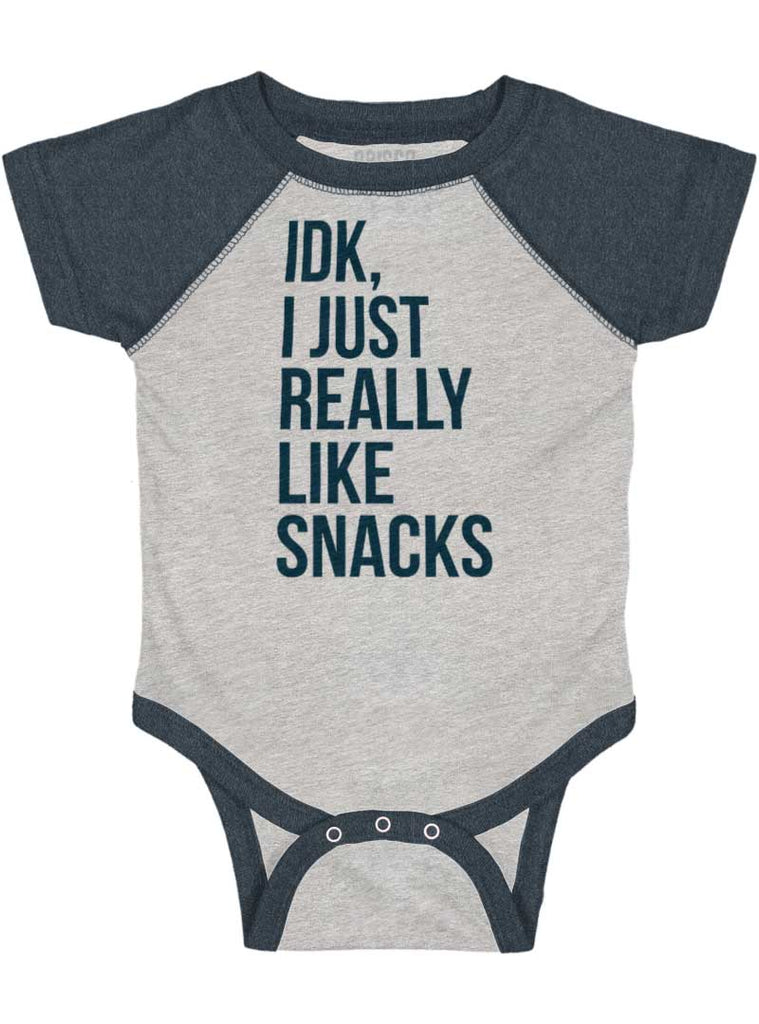 Really Like Snacks Raglan Romper Bodysuit-Direct To Garment Print-Brisco Baby