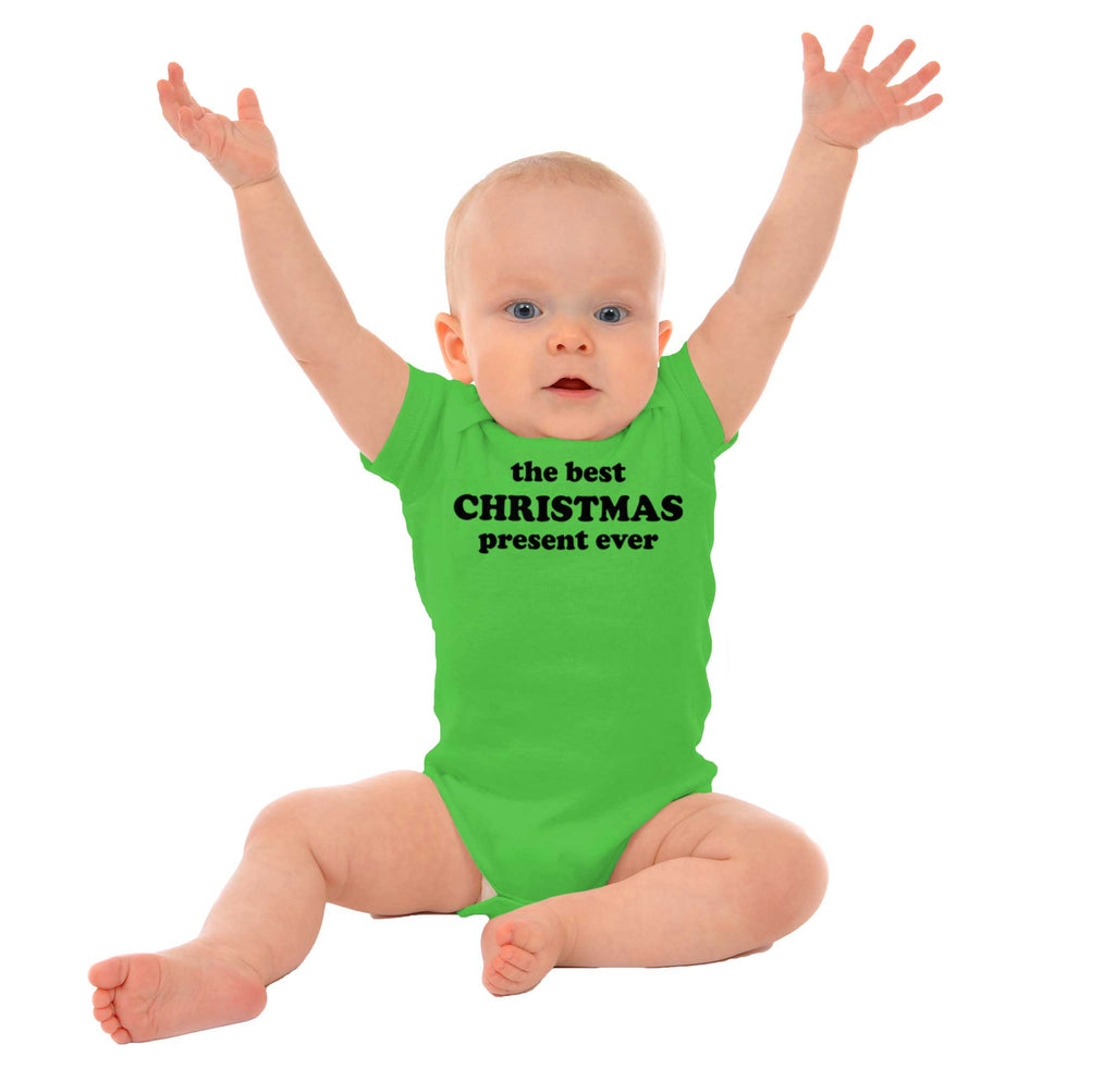 Best Christmas Present Romper Bodysuit-Direct To Garment Print-Brisco Baby