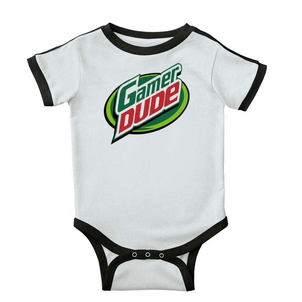 Gamer Dude Video Gaming Geek Ringer Romper Bodysuit-Direct To Garment Print-Brisco Baby
