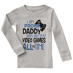 Daddy Plays Video Games Solid Baby Pajama Top-Direct To Garment Print-Brisco Baby