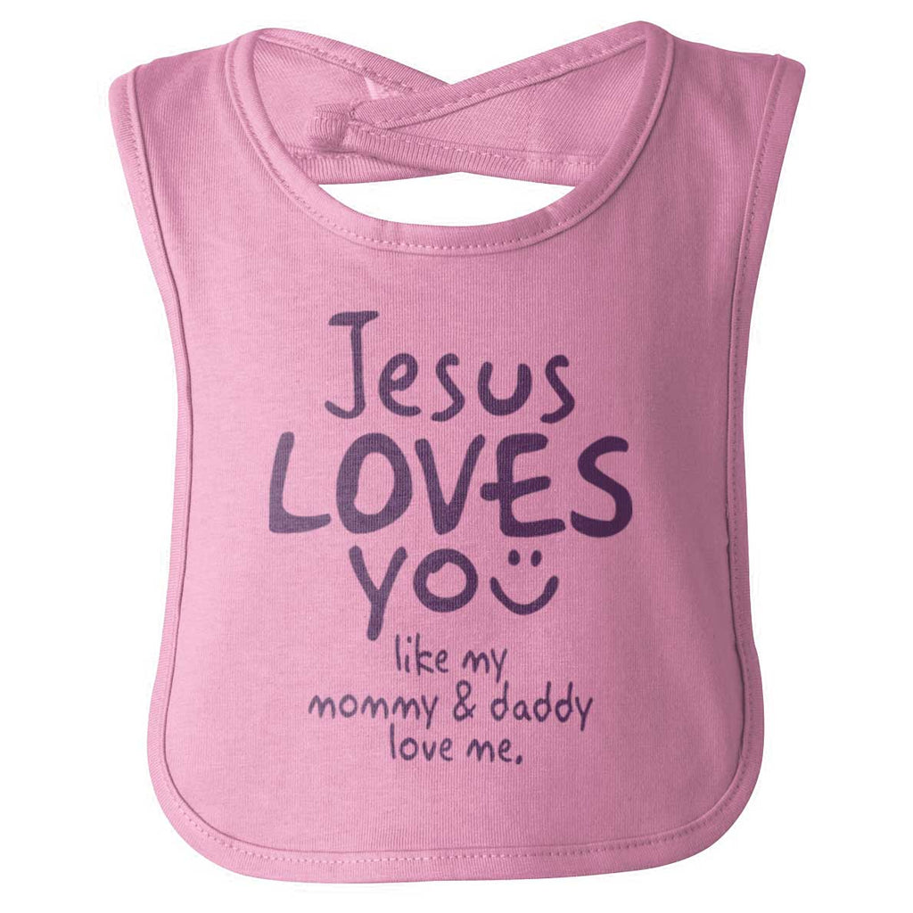 Jesus Loves You Infant Baby Bib-Direct To Garment Print-Brisco Baby