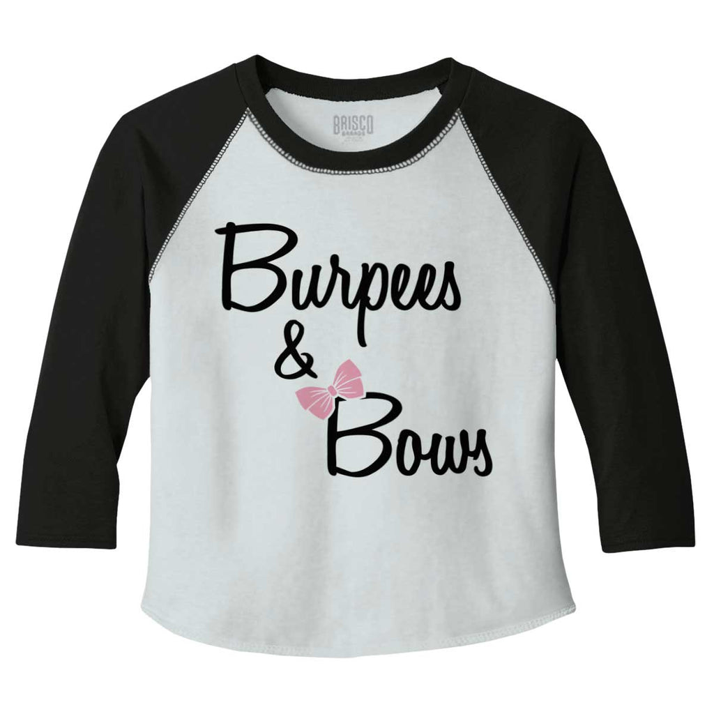 Burpees and Bows Toddler Baseball-Direct To Garment Print-Brisco Baby