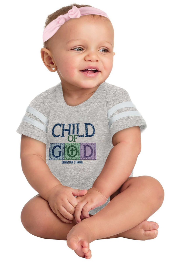 Child of God Football Romper Bodysuit-Direct To Garment Print-Brisco Baby