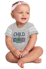 Child of God Football Romper Bodysuit-Direct To Garment Print-Brisco Baby