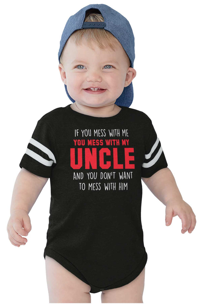 Mess With My Uncle Football Romper Bodysuit-Direct To Garment Print-Brisco Baby