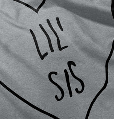 Lil' Sis Heart Infant Toddler T Shirt-Direct To Garment Print-Brisco Baby