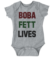 Boba Fett Lives Romper Bodysuit-Direct To Garment Print-Brisco Baby