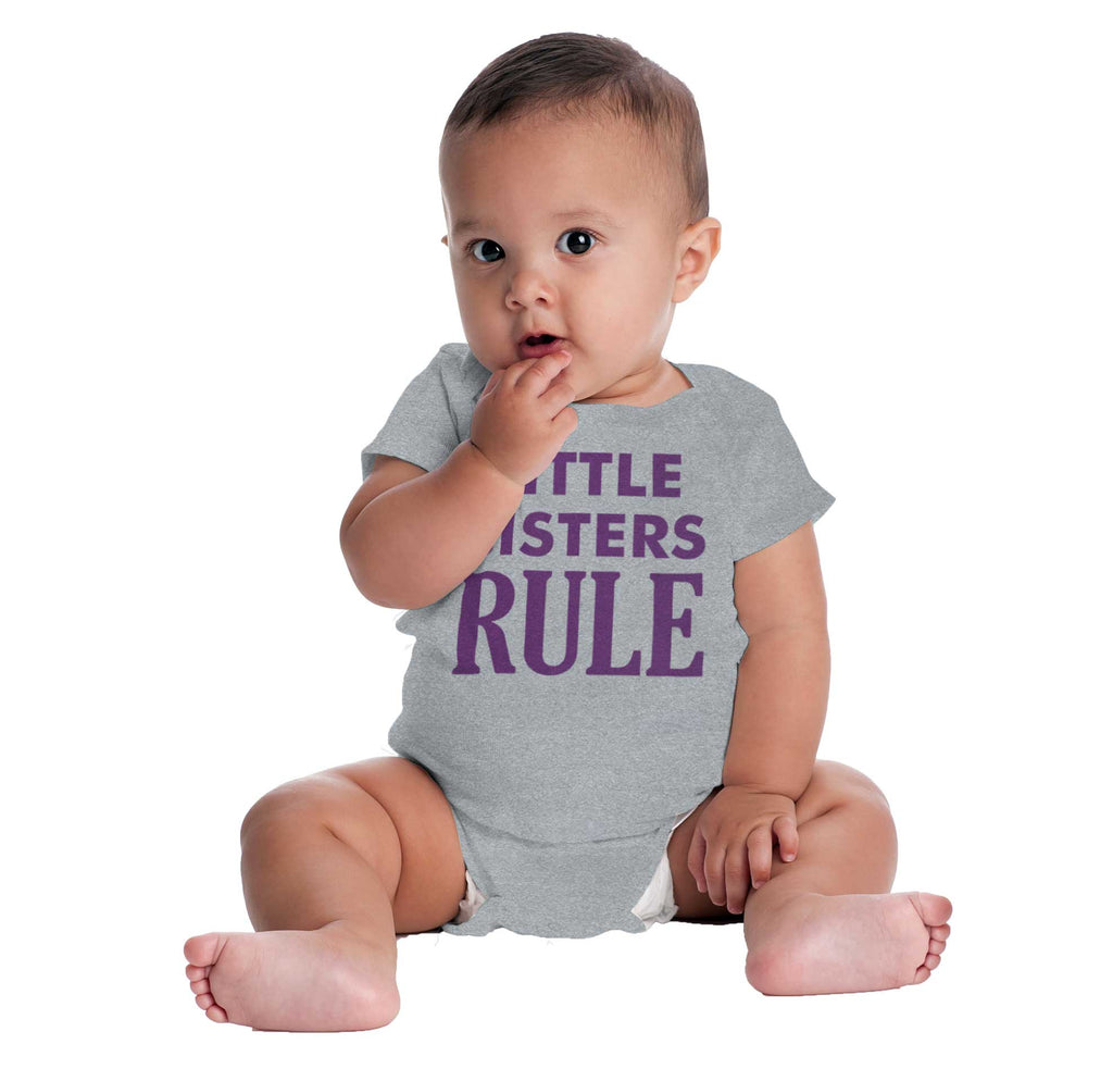 Little Sisters Rule Romper Bodysuit-Direct To Garment Print-Brisco Baby