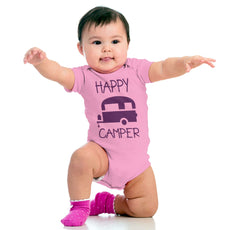 Happy Camper Romper Bodysuit-Direct To Garment Print-Brisco Baby
