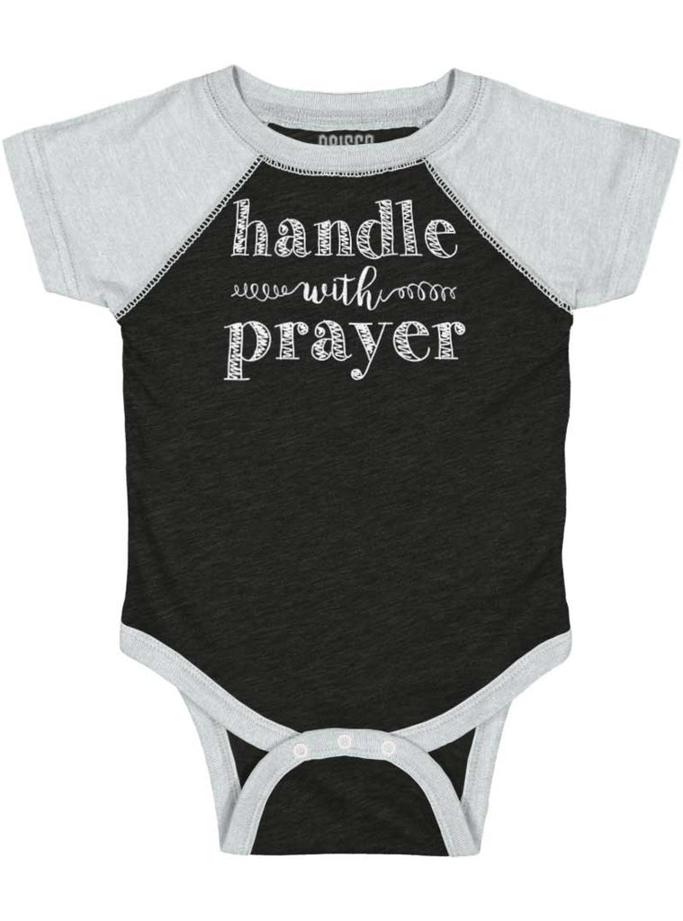 Handle With Prayer Raglan Romper Bodysuit-Direct To Garment Print-Brisco Baby