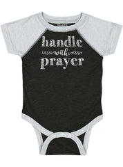 Handle With Prayer Raglan Romper Bodysuit-Direct To Garment Print-Brisco Baby