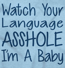 Watch The Language Infant Baby Bib-Direct To Garment Print-Brisco Baby