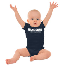 Handsome Like My Big Brother Romper Bodysuit-Direct To Garment Print-Brisco Baby